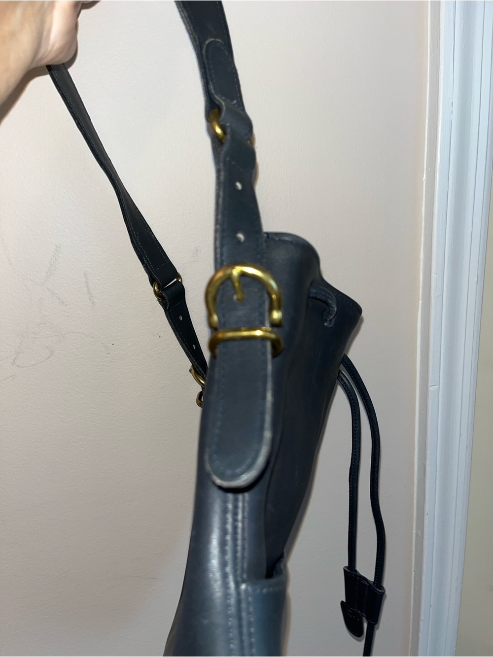 VIntage Equestrian Coach Bag in Dark Navy Blue 9804 EUC - Picture 9 of 12